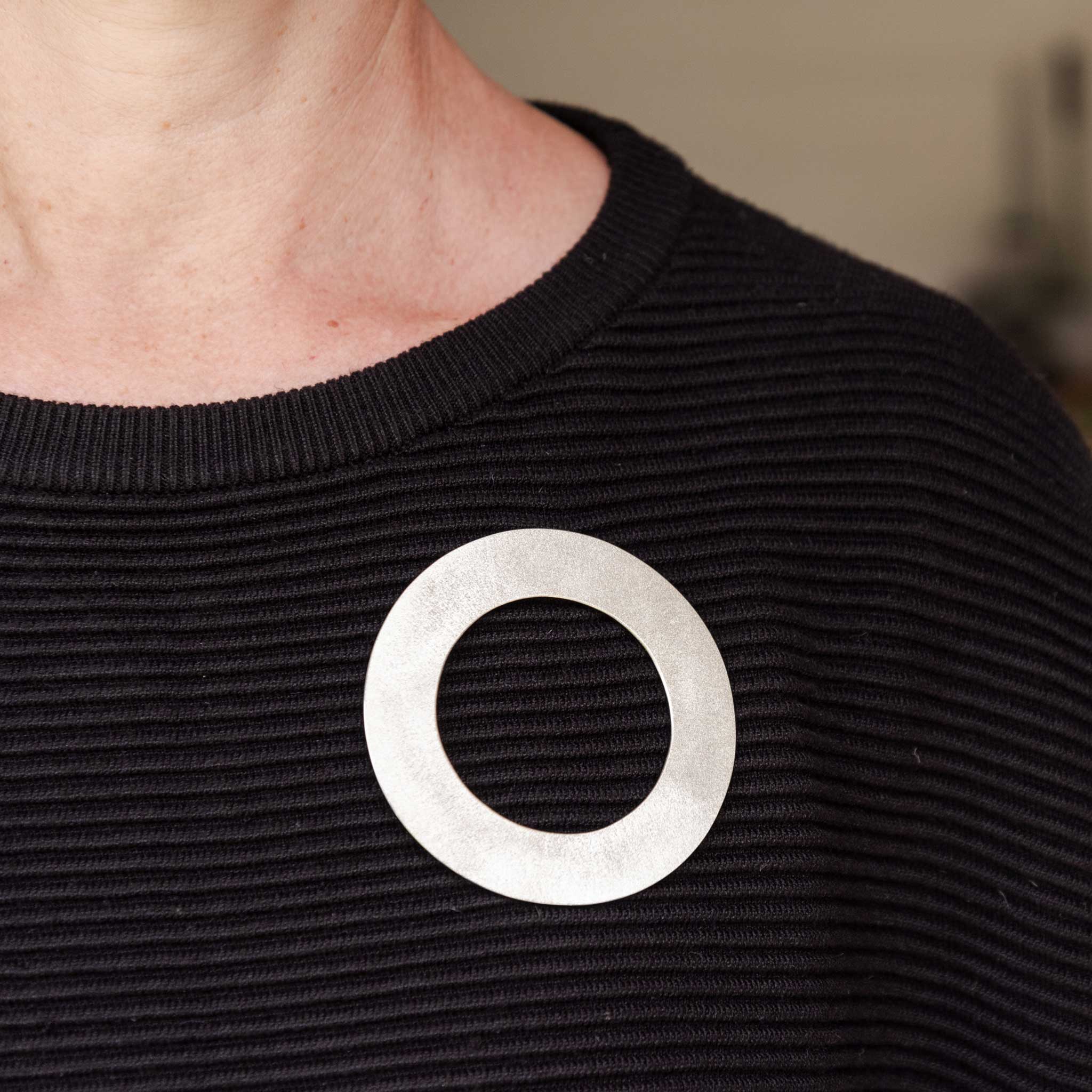 Ring Brooch Pierced from Recycled Sterling Silver